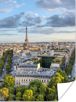 Produktbild von MuchoWow® Poster Paris - Eiffelturm - Skyline 90x120 cm - Wohnzimmer