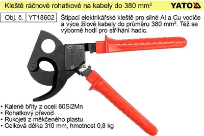 Produktbild von YATO YT-18602 - Schneider de cable de Ratsche Ratsche 380mm² L-380mm