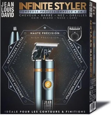 Immagine prodotto di Rasoio multifunzione Jean Louis David Infinite Styler, 4 in 1 precisione contorni barba, naso e orecchie, batteria agli ioni di litio