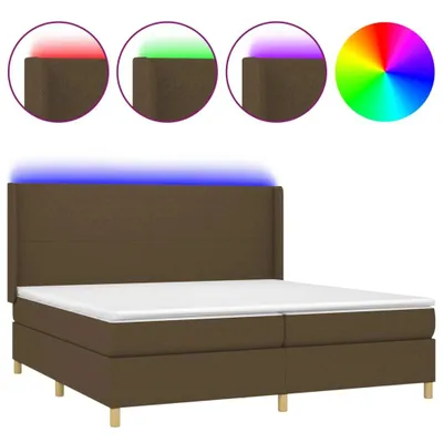Produktbild von Boxspringbett mit Matratze & LED Dunkelbraun 200x200 cm Stoff