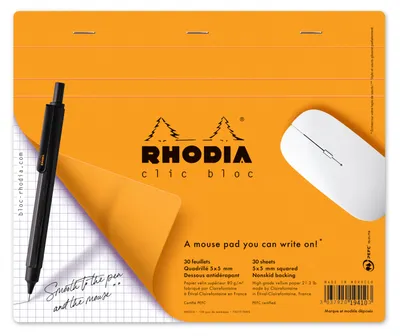 Zdjęcie produktu dla Podkładka pod mysz Rhodia, 19x23cm, 30 kartek, 80g, kwadratowa - pomarańczowa