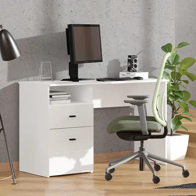 Immagine prodotto di Frutal - Scrivania, 127x51x77h cm Bianco Opaco, 2 Cassetti