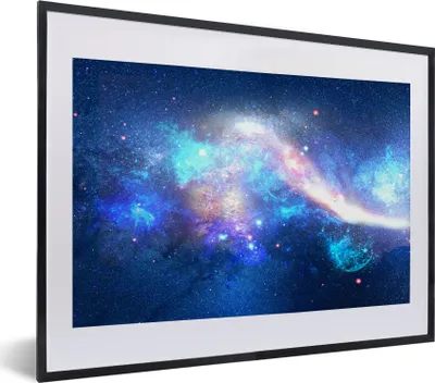 Produktbild von MuchoWow® Gerahmtes Poster Universum - Blau - Sterne 40x30 cm - Poster mit Schwarzem Bilderrahmen Wandposter Rahmen Foto Bilder - Bilderrahmen - Poster im Rahmen
