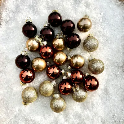 Produktbild von 24 x Kleine Baumkugeln aus Glas Ø 2,5 cm - Christbaumkugeln Baumschmuck Christbaumschmuck Weihnachtsbaumschmuck Weihnachtsbaumkugeln - Amber