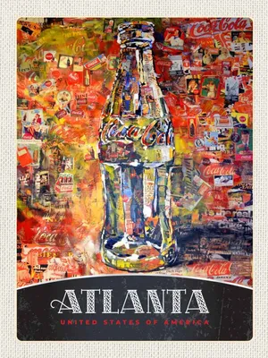 Produktbild von vianmo Holzschild 40x30 cm Antlanta Amerika Gemälde Bildmotiv Reisemotiv Abenteuer Reisen