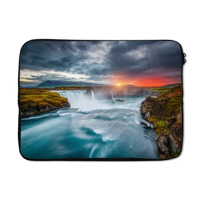 Produktbild von MuchoWow® Laptop Hülle 13 Zoll Wasserfall - Sonnenuntergang - Natur - Wasser Laptoptasche - Laptophülle - Sleeve - Rundumschutz