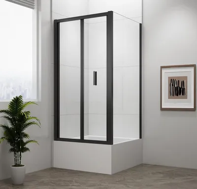 Imagen del producto de Cabina de ducha rectangular Polysan DEEP BLACK, dimensiones 1000x900 mm, versión para instalación en esquina (izquierda o derecha), vidrio transparente