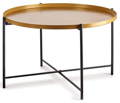 Produktbild von Tiefer Kaffeetisch mit goldener Tischplatte, Ø 76,5 cm