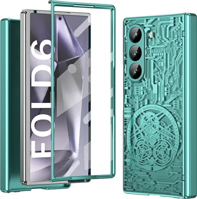 Produktbild von Hülle für Samsung Galaxy Z Fold 6 Luxus Galvanisierte Charnierschutz Kristallklare Schutzhülle mit Displayschutzfolie Grün