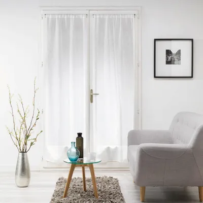 Image de Paire de voile passe tringle 70x240cm Milza blanc