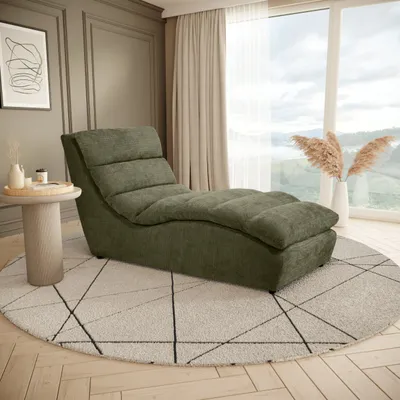 Produktbild von Chaiselongue SAN REMO im Chenille-Stoff, Farbe: Dunkelgrün