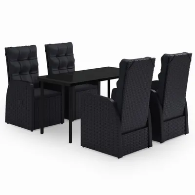 Immagine prodotto di vidaXL Set da pranzo da giardino 5 pezzi con cuscini nero
