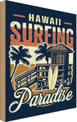 Produktbild von vianmo Holzschild 30x20 cm Hawaii Surfing Paradise Dekoration