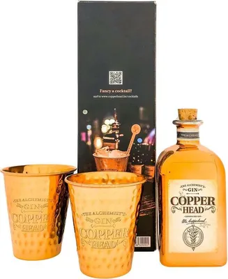 Produktbild von Copper Head The Alchemists Gin + 2 Kupferbecher 500ml 40% Vol.