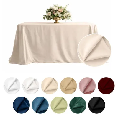 Produktbild von MEBLE ODNOWA, Tischdecke, Matter Samt-Tischdecke, Quadratisch, Creme, 230×230 cm, Velours, Tischschutz, Elegant, Formstabil, Elastisch, Strapazierfähig, Maschinenwaschbar