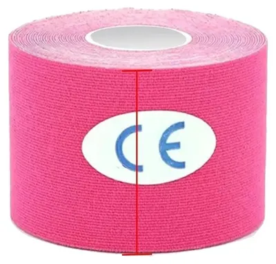 Imagen del producto de Cinta Kinesio, soporte elástico para músculos, resistente al agua y transpirable, color rosa, 5 cm x 5 m
