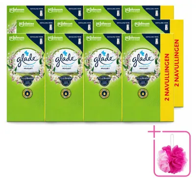 Imagen del producto de 12 unidades de recambio Glade Touch & Fresh, aroma "Campanilla", 10 ml cada una, pack económico