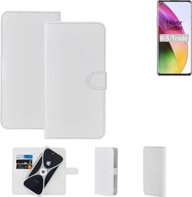 Produktbild von K-S-Trade Handy Hülle Schutz Hülle kompatibel mit OnePlus 8 Cover Case Bookstyle Bumper weiß 1x