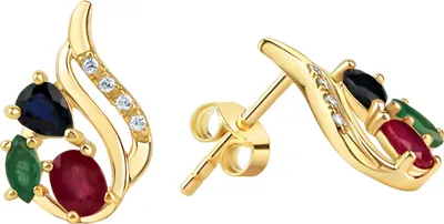 Produktbild von V Ohrstecker 375/- Gelbgold Zirkonia,Rubin,Safir,Smaragd