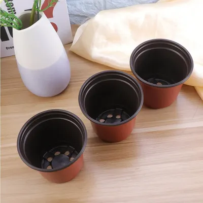Image de pots de fleurs ronds en plastique de 15 cm - Pots de culture en plastique pour semis et boutures
