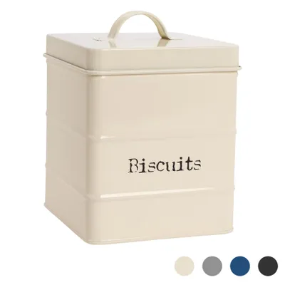Produktbild von Harbour Housewares Industrie Keksdose - Vintage Style Stahl Küche Storage Caddy mit Deckel - Creme