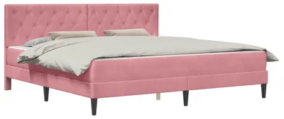 Produktbild von Bettgestell mit Matratze mit Kopfteil Rosa 200 x 200 cm Samt