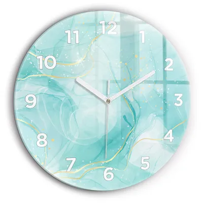 Produktbild von Wallfluent Große Wanduhr – Stilles Quarzuhrwerk - Uhr Dekoration Wohnzimmer Schlafzimmer Küche - Zifferblatt - weiße Zeiger - 60 cm - Abstrakter Marmor