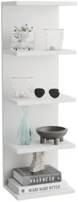 Produktbild von PolkaHome® Wandregal-Set aus 5 Stück, schwebende Regale, 76 x 25 x 18 cm, Weiß
