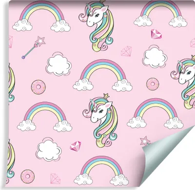 Produktbild von 10m VLIES TAPETE Rolle Kinderzimmer Einhorn Regenbogen XXL