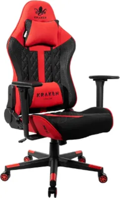 Obrázok produktu pre Kraken Chairs Helios Ergonomická kancelárska stolička, kancelárska stolička, otočná stolička, herná stolička, herná stolička, do 130 kg, čierna/červená