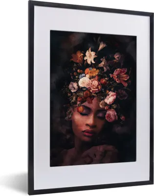 Produktbild von MuchoWow® MuchoWow® Gerahmtes Poster Flora - Frauen - Farben 30x40 cm - Poster mit zchwarzem Bilderrahmen - Wandposter Schlafzimmer