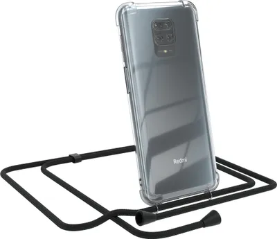 Produktbild von EAZY CASE Handykette kompatibel mit Xiaomi Redmi Note 9S / 9 Pro / 9 Pro Max, Handyhülle mit Umhängeband, Handykordel, Schutzhülle Clear, Band in Schwarz