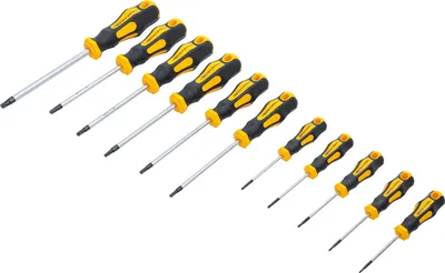 Produktbild von KRAFTMANN 7845 T-Profil Schraubendrehersatz, mit Stirnbohrung, 11-tlg.
