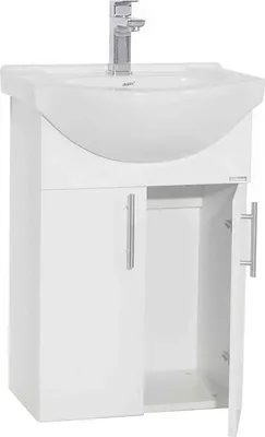 Image de 2 pcs salle de bain / lavabo armoire 55 cm / salle de bain ensemble avec lavabo / ensemble complet avec portes battantes Lisalo M
