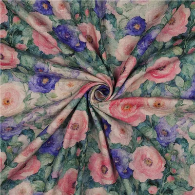 Musselin mit Blumenmuster Double Gauze ab 0,5m x 1,32m Baumwolle Oeko-Tex Meterware Mulltuch Sommerstoff Motiv 1