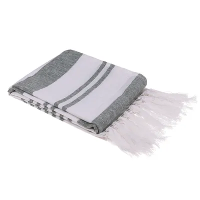 Imagen del producto de Unyqoos® Hamamtuch (fouta) – a rayas blancas y verdes, 80 x 170 cm, 80% algodón / 20% poliéster – Toalla para sauna y playa, ligera y de secado rápido