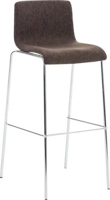 Produktbild von TPFLiving Barhocker Hope 4-Fuß Gestell Metall in Chromoptik Stoff Braun