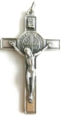 Kreuz des heiligen Benedikt, 8 cm, mit Exorzismus-Ring