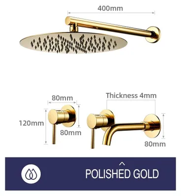 Produktbild von Regendusche Duschset - Wandmontierte Duscharmatur - Runde 30 cm Kopfbrause - Messing Warm/Kalt Mischer - 2-Wege Umsteller - Auslauf 21 cm - Chrom
