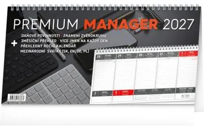 Obrázok produktu pre NOTIQUE Stolový kalendár Premium Manager 2027, 32 x 16 cm