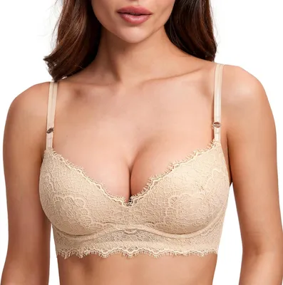 Productafbeelding van Push-up bh voor dames in beige met bloemenpatroon
