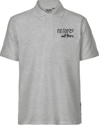 Produktbild von Huuraa Herren Polo Shirt Pastor mit Herz L Sport Grey Bio Baumwolle Fairtrade Poloshirt Geschenkidee