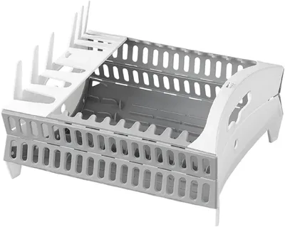 A close-up, studio shot of a dish drying rack.