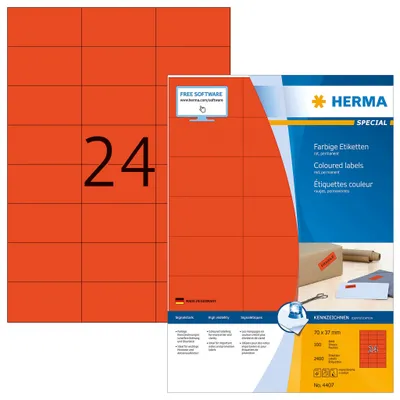 Produktbild von Etiketten A4 rot 70x37 mm Papier matt 2400 St.