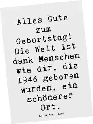Produktbild von Mr. & Mrs. Panda Grußkarte Spruch 1946 Geburtstag - Weiß - Geschenk, einzelkarte, Geburtstagsgeschenk, Alter, Postkarten, Ehrentag, Geburtsjahr, Geschenke für, Postkarte