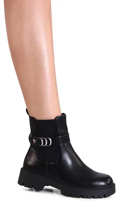 Produktbild von topschuhe24 3113 Damen Plateau Stiefeletten Chelsea Boots Glitzer, Farbe:Schwarz, Größe:37 EU