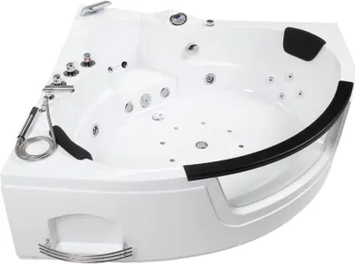 Produktbild von HOME DELUXE - Whirlpool - Laguna L Mini - Weiß, Maße: 135x135x65cm, inkl. Radio, Heizung und Lichttherapie I Eckwanne für 2 Personen, Indoor Badewanne
