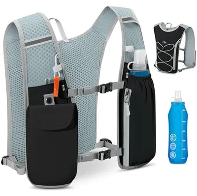 Produktbild von Laufweste Leichter Trinkrucksack 5L, Reflektierender Trinkrucksack mit Handyhalterung für Jogging, Trailrunning, Fahrrad, Marathon, Motorrad
