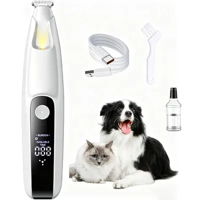Produktbild von Hund Pfotenschneider mit LED, Leiser Tierhaarschneider 18mm Präzisionsklinge, USB Wiederaufladbar, Pfoten Trimmer für Hunde & Katzen