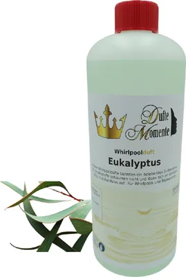 Produktbild von Dufte Momente | Whirlpool Duft 1 Liter | Eukalyptus | mit naturreinen und natürlichen ätherischen Ölen | kein Schaum | vegan und ohne Tierversuche